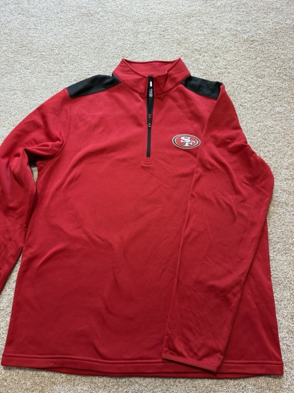NFL Team Apparel San Francisco 49ers Men's Red Quarter-Zip Pullover Size Large